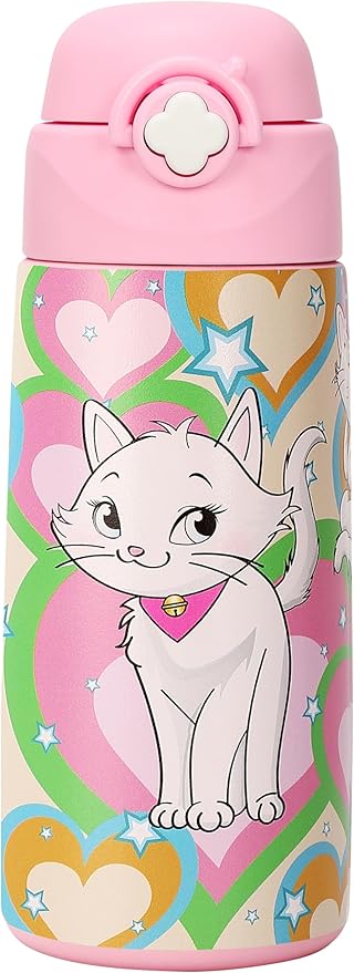 Kids Insulated Water Bottle with Covered Pop-Up Straw,16oz Kids Cups with Stainless Steel Leak Proof for School Boys Girls（3-Cat）