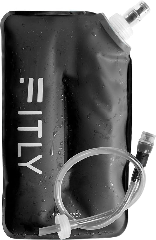 Soft Flask - 37 oz (1.10 L) - Shrink As You Drink Soft Water Bottle for Hydration Pack/Running Vest With Hydration Tube - Folding Water Bottle for Running, Hiking - Ski Water Bottles (F11)