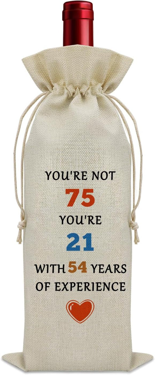 Funny 75th Birthday Gifts Wine Bag Birthday Gifts for Sister 75 Years Old Gifts for Someone Born in 1949 Wine Bottle Decoration Bag Turning 75 Gifts Wine Accessories Gifts for Wine Lovers