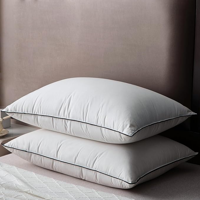 Luxury All Hungarian Goose Down Pillows Standard Size,Soft and Support Down Bed Pillow for Back,Side,Stomach Sleepers,480 Thread Count 100% Cotton Shell,Standard Size Soft Pillow 2 Pack 20"x26"