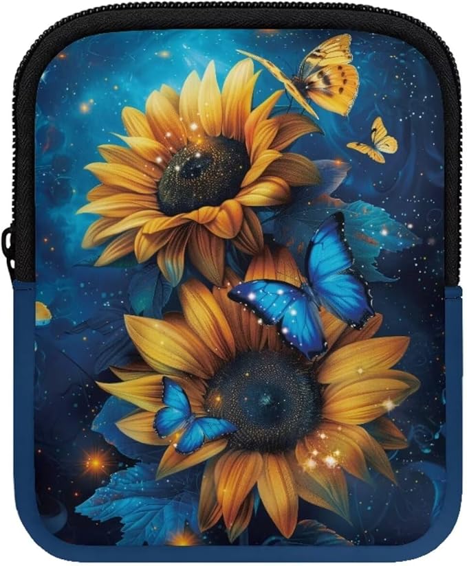 Sunflower Butterfly Stanley Cup Pouch with Adjustable Strap Water Bottle Storage Bag 20oz-40oz IceFlow Tumbler Pouch for Stanley Accessories