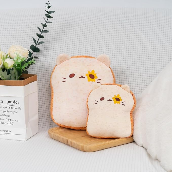 Toast Bread Plush Pillow Cute Sliced Bread Stuffed Toy Pillows, Funny Food Bread Plushie Toy, Soft & Adorable Fun Decoration Toy, Wonderful Toy Gift for Kids & Adults