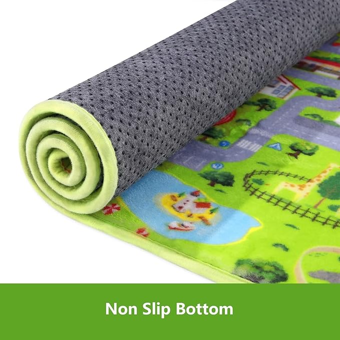 Kids Playmat City Life Carpet Playmat 3x5 Ft Town City Road Map Car Mat Play Mat Educational Learning Carpet Area Rug Soft Non Slip Area Rug Kids Girls Toddler Children Bedroom Nursery Room,Grey