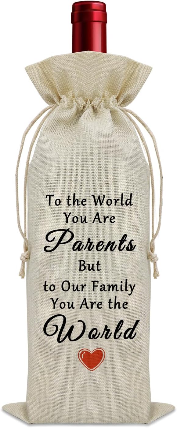 Sazuwu Parents Gifts from Children Wine Bag Mom Dad Gifts from Daughter Dad Gifts for Fathers Day Mom Gifts for Mothers Day Wine Bottle Decoration Bag Wine Accessories Gifts for Wine Lovers
