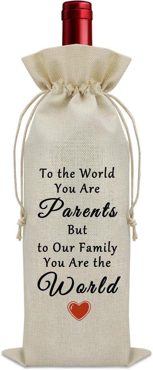 Sazuwu Parents Gifts from Children Wine Bag Mom Dad Gifts from Daughter Dad Gifts for Fathers Day Mom Gifts for Mothers Day Wine Bottle Decoration Bag Wine Accessories Gifts for Wine Lovers