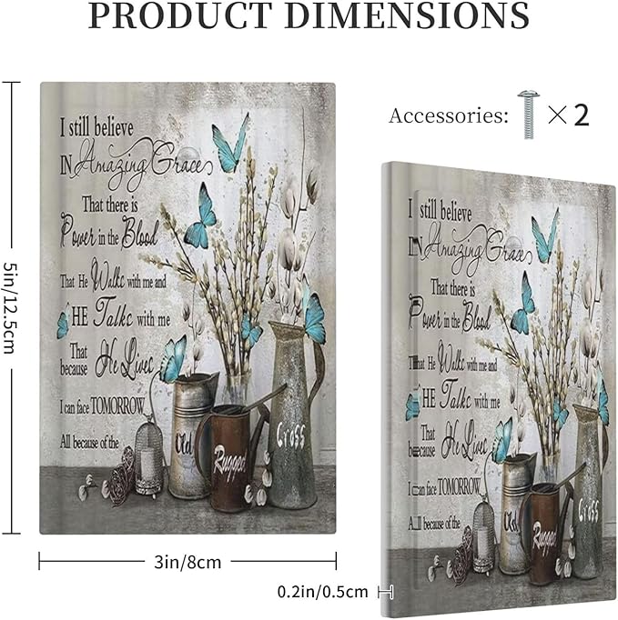 Blue Butterfly Rustic Flower Inspirational Quotes 1 Gang Light Switch Covers No Device Wall Plate Decorative Blank Switchplate Electrical Faceplate for Farmhouse Country Bedroom Decor