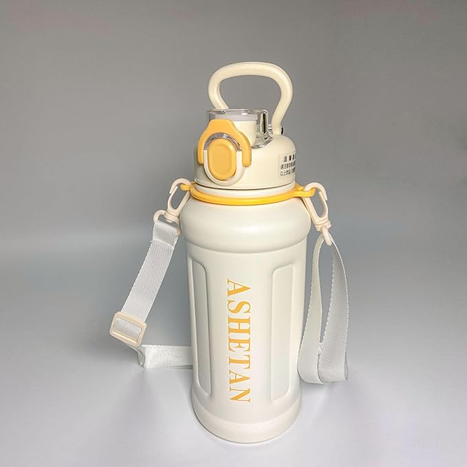 Large Capacity 32oz Insulated Cup, 316 Stainless Steel Water Bottles With Straw And Lifting Rope, Portable For Sports And Travel