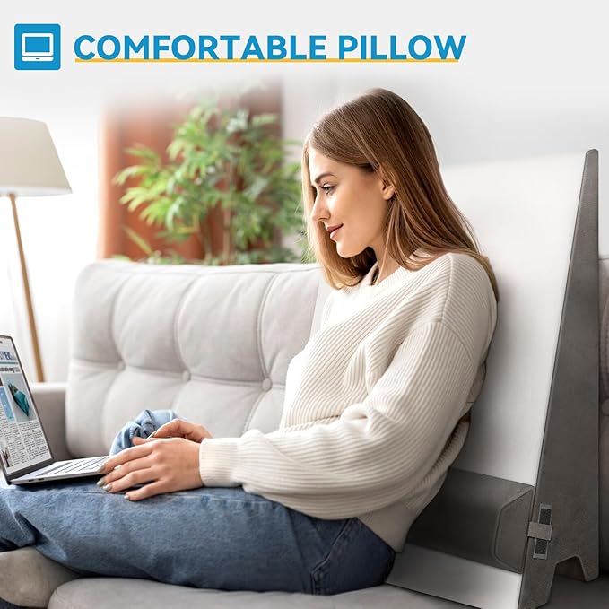 CloudBliss 7.5 inches Bed Wedge Pillow with Memory Foam for Sleeping After Gerd Acid Reflux, Surgery, Relief Back Pain, Adjustable and Breathable Pillow with Washable Cover for Surgery Recovery, Gray