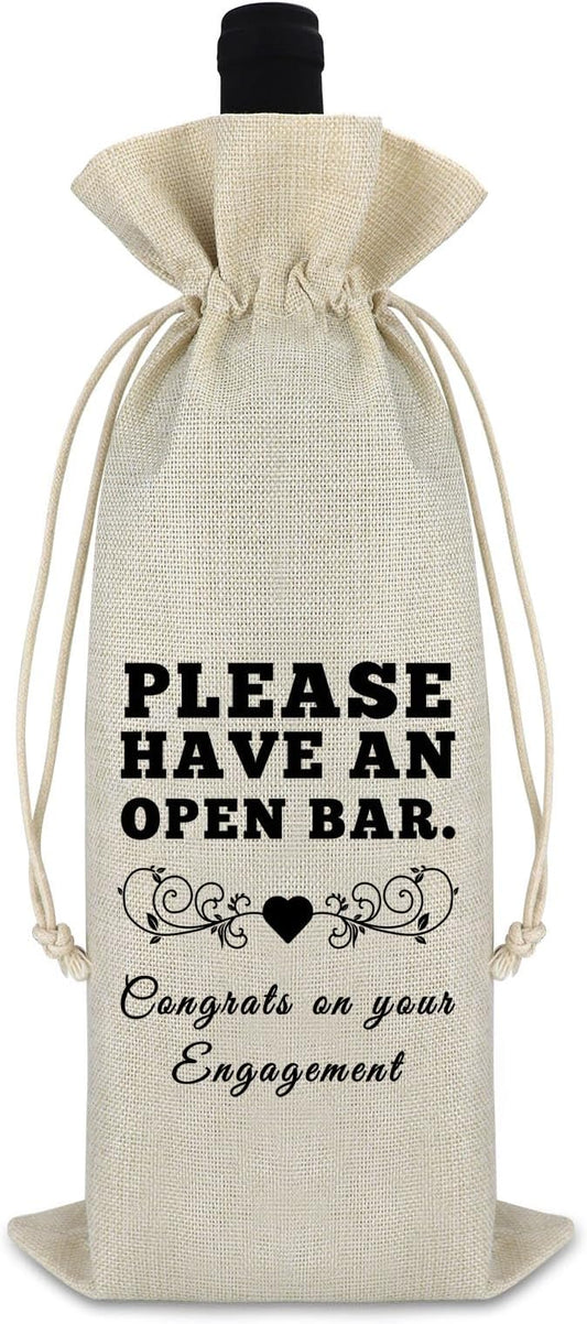 Engagement Gifts for Couples Engagement Wine Gift Bags Newly Engaged Gifts for Bride and Groom Her Him Burlap Wine Bottle Cover Bag Getting Married Engagement Gift Newlywed Gift for Friends Couples