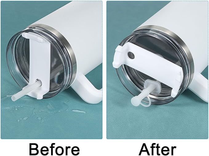 PATIKIL Silicone Spill Stopper for Straw Cup 1.0 40oz/ 30oz, Set of 6 Tumbler Accessories Including 2 Straw Cover Cap, 2 Square Spill Stopper and 2 Round Leak Stopper, Clear/Black