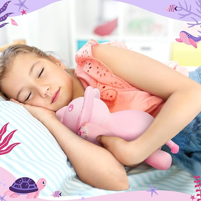 Cute Elephant Plush Pillow, Kawaii Plushies Pink Elephant Stuffed Animals, Squishy Plushies, Cuddle Plush Pillow for Boys & Girls