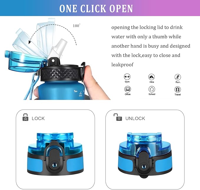 GOPPUS Kids Water Bottle with Straw Spout Lid 10pcs Stickers 12 oz Leak-proof BPA Free Motivational Time Marker Tritan Plastic Water Bottles for Girls Boys School Sports