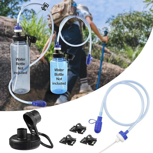 Hydration Adapter Kit for Nalgene Water Bottle with Cap, Compatible with 32/48 oz Wide Mouth Water Bottles, Outdoor Sports Accessories, Use for Camping, Cycling, Hiking(White)