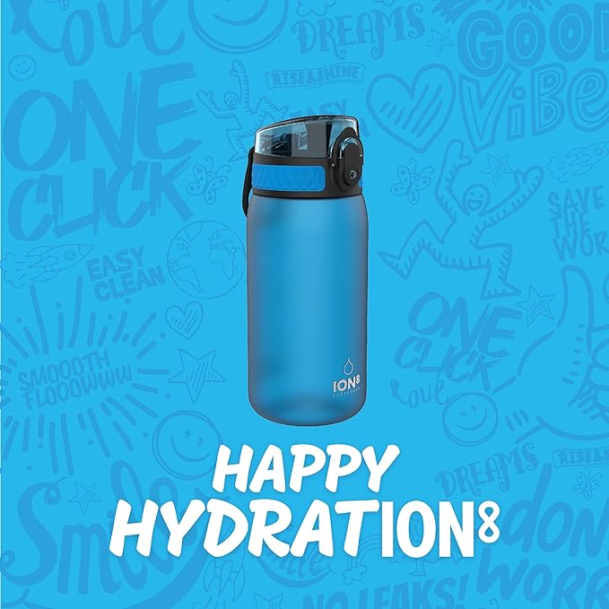 ion8 Leak Proof Kids Water Bottle, BPA Free, 350ml / 12oz, Frosted Blue (I8350FBLU)
