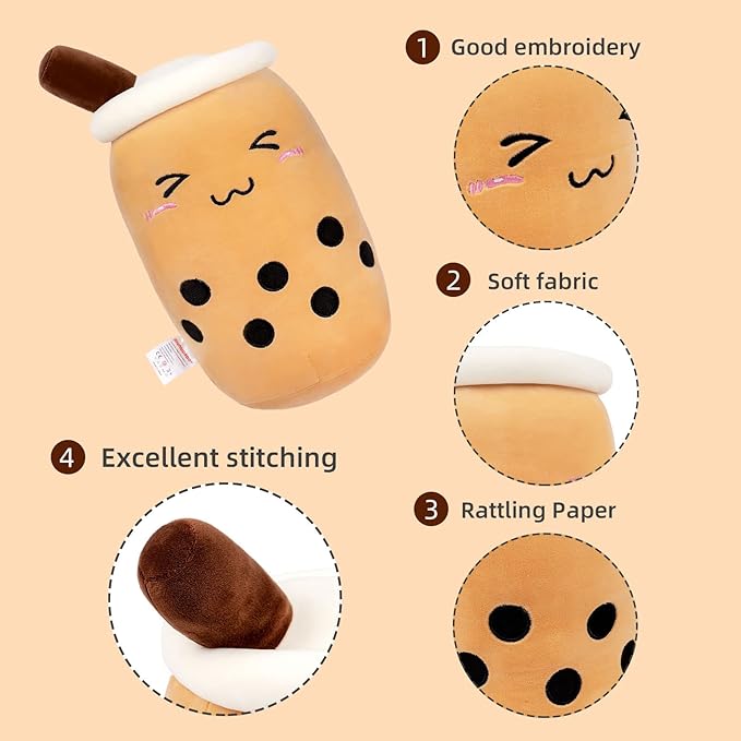 Niuniu Daddy Boba Tea Plush 20in Large/Giant/Jumbo Bubble Tea Stuffed Animals Plush Toy Pillow Cute Cuddle Stuffed Milk Tea Cuddle Pillow Food Plushies for Kids Gift
