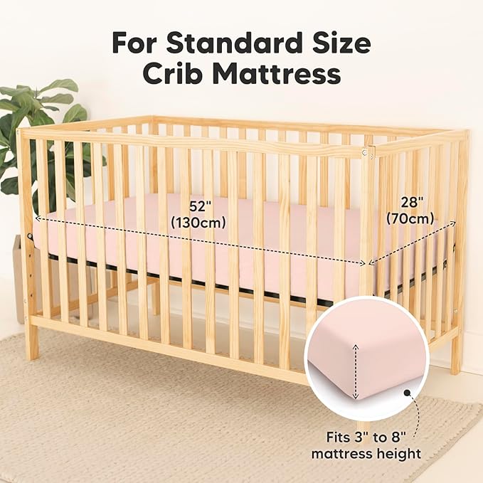2-Pack Waterproof Crib Sheets for Boys, Girls - Viscose Derived from Bamboo Crib Sheets Neutral, Crib Mattress Protector Sheet, Soft Toddler Bed Sheets, Fitted Baby Crib Sheets Girl, Boy (Cameo)