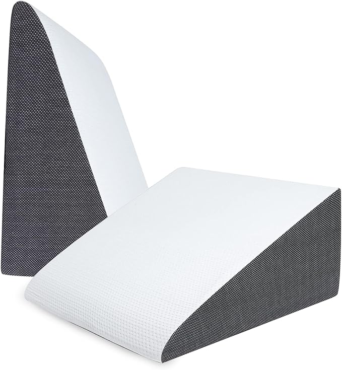 QUINEEHOM Bed Wedge Pillow for Sleeping, 12 Inch Triangle Bed Wedge for Adults, Memory Foam Wedge with Washable Cover, 30 Degree Triangle Pillow Wedge for Acid Reflux, Knee, Snoring