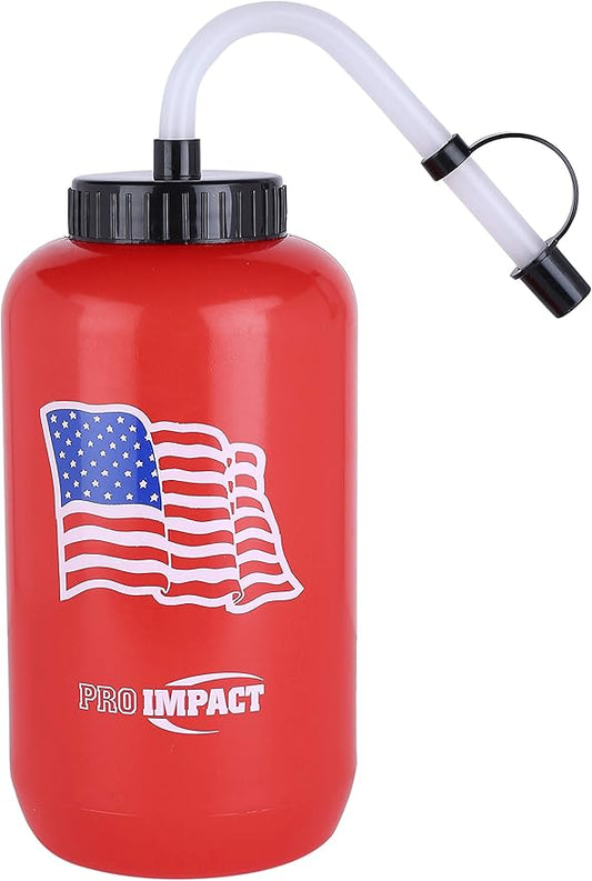 Pro Impact Squeezable Water Bottle Bendable Long Straw - LDPE BPA Free Plastic - Hydration for Baseball Hockey Gym MMA Yoga Boxing Cycling Softball Football Lacrosse (35.5 Oz.)