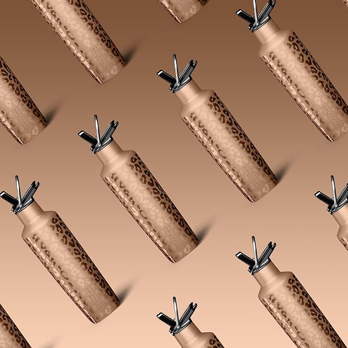 BrüMate ReHydration Mini Kids Water Bottle | 100% Leakproof Insulated Water Bottle for Kids with Straw | Stainless Steel Water Canteen | Perfect Kids Water Bottle for School | 16oz (Gold Leopard)