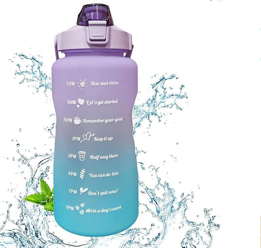 Frosted Gradient Color Rinking Bottles with Straw, Open Leakage Proof Sports Water Cup for Office, Gym, Outdoor(Purple)