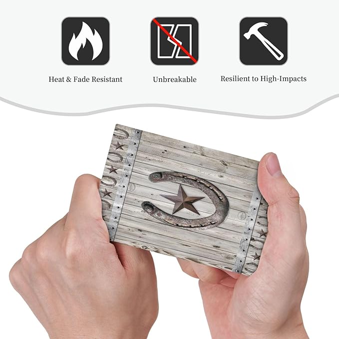 Rustic Western Wood Barn Door Horseshoe Iron Star 1 Gang Light Switch Covers No Device Wall Plate Decorative Blank Switchplate Electrical Faceplate for Farmhouse Country Bedroom Decor