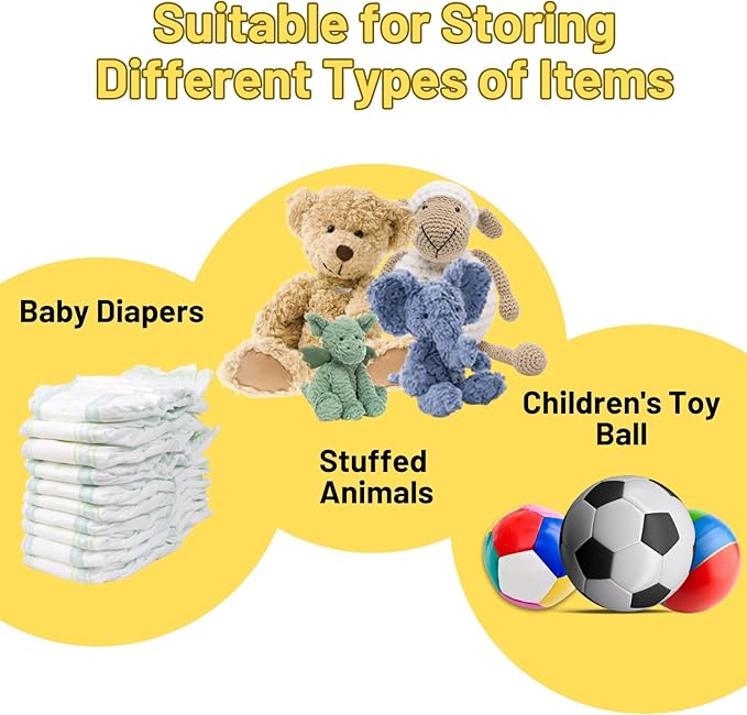 Stuffed Animal Storage Net for Kids, Bedside Toy Organizer Net - Neatly Store Your Stuffed Animals, 2 Pack Cotton Bedside Stuffed Animal Storage Net with Tether, Stretches up to 32 Inches, Beige