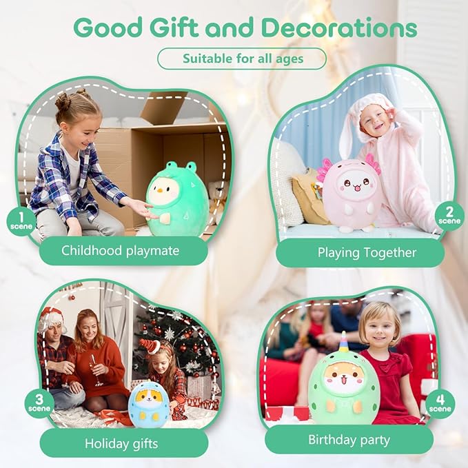 Cute Plush Crocodile Chicken Stuffed Animal Pillow, 8" Soft Kawaii Chick Plushie with Crocodile Outfit Gift for Kids