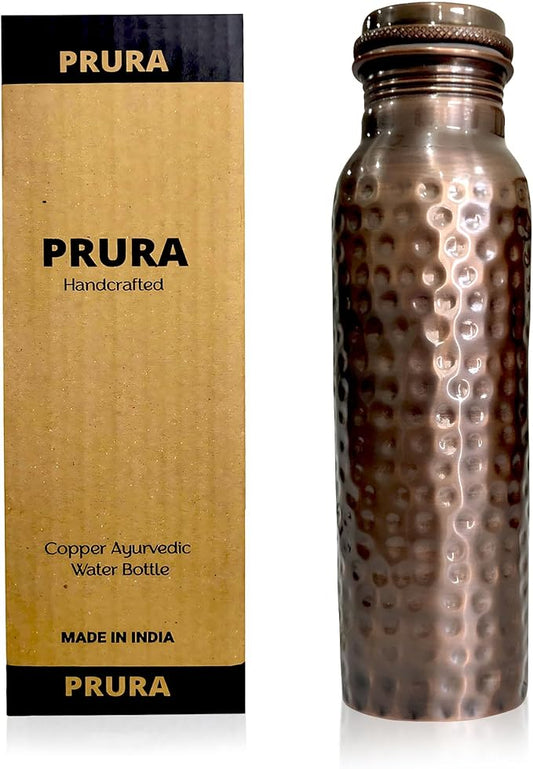 Feather Printed Copper Water Bottle - Leak Proof Ayurvedic Drinkware Copper Vessel for Sports, Gym, Outdoors, Yoga, Kitchen (Design 23)