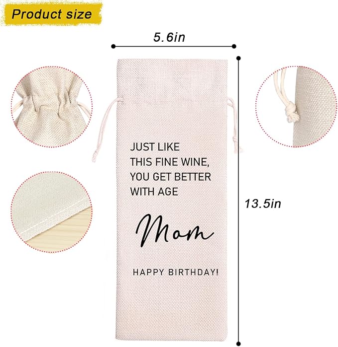 Maydvdv Mom Birthday Gifts Wine Bag|Best Mom|Mom Gifts|Mom Wine Bag|Gift Ideas for Mom|Gifts for Mom from Daughter(11MA27)