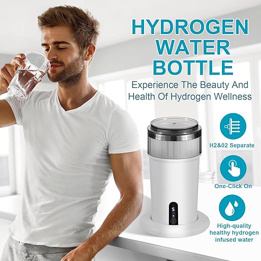 HydroHealth Hydrogen Water Bottle - Stainless Steel,Hydrogen wate， Large Capacity, Wireless Charging, LED Display - Perfect for Home, Office, Fitness, and Travel - Gift of Health