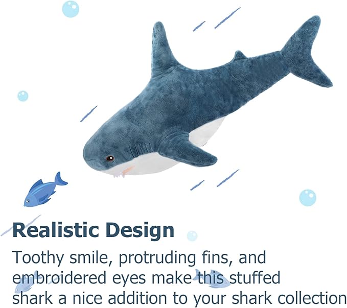 MorisMos Giant Stuffed Animal Shark Plush, Shark Stuffed Animal Large, Soft Shark Pillow Stuffed Toy for Kids, 32in
