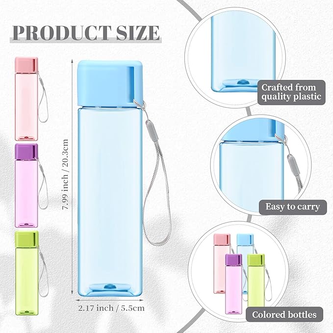 Mifoci 30 Pcs Water Bottle Bulk 17 oz Plastic Sports Water Bottles for Adults Reusable Leak Proof Portable Drink Bottles Large for Travel Camping Fitness Office(Multicolor)