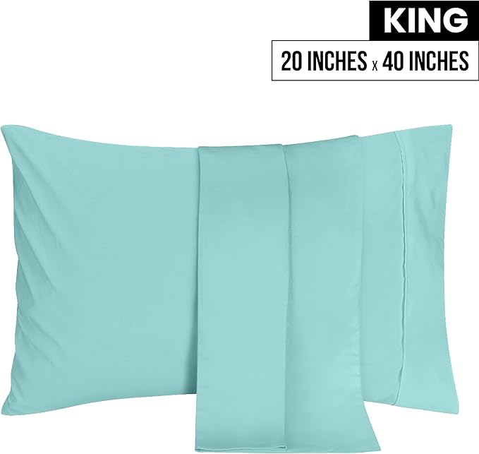 Utopia Bedding King Pillow Cases - 2 Pack - Envelope Closure - Soft Brushed Microfiber Fabric - Shrinkage and Fade Resistant Pillow Covers 20 X 40 Inches (King, Spa Blue)