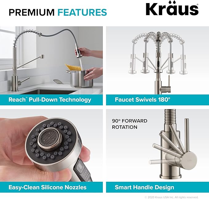 Kraus KPF-1610-KSD-53SFACB Bolden 18-Inch Commercial Kitchen Faucet with Soap Dispenser, Spot Free Antique Champagne Bronze