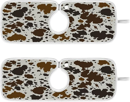 Kitchen Faucet Absorbent Mat,Cowhide Leather Water Splash Guard for Sink, Faucet Drip Catcher Thicken Sponge Microfiber Faucet Water Catcher Mat Sink Absorbent Mat for Kitchen 14x5in 2 Pack