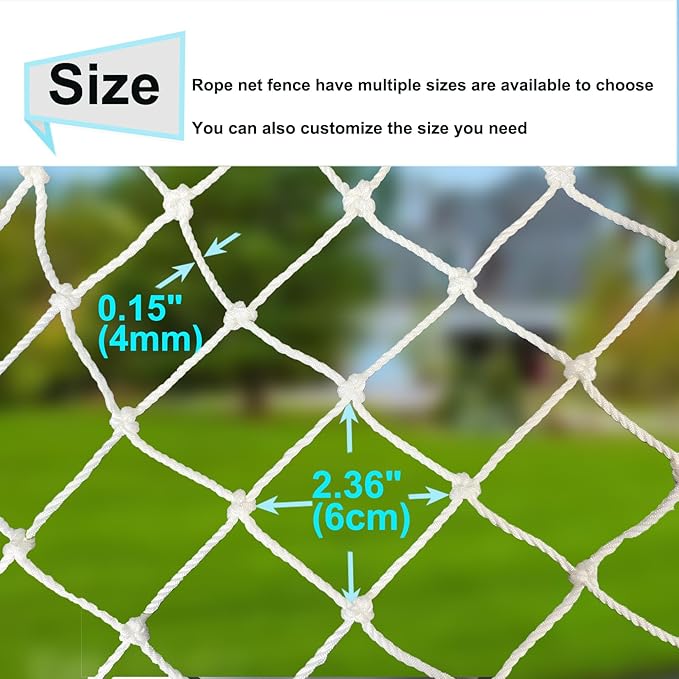 Rope Net Kids Safety Rope Netting Stairs Balcony Fence Safety Net Child Railing Playground Protection Rope Netting Indoor and Outdoor Decor Net White (4mm,1X4m)