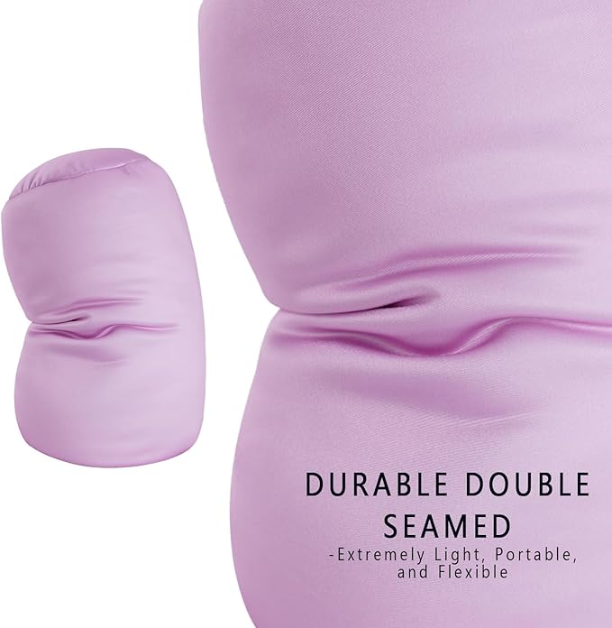 Microbead Body Pillow, Tube Microbead Bolster Bean Smooth Cool Pillow Neck Cervical Roll Pillow for Sleeping 7 x 12Inch Throw Travel Pillow Lavender