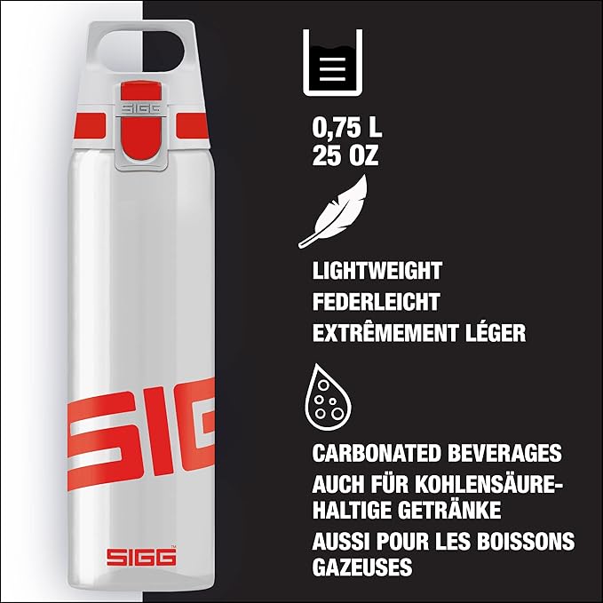 SIGG - Tritan Renew Transparent Water Bottle - Total Clear ONE MyPlanet - For Carbonated Beverages - Dishwasher Safe - With Fruit Strainer - Leakproof & Lightweight - BPA Free - 17 Oz / 25 Oz / 51 Oz