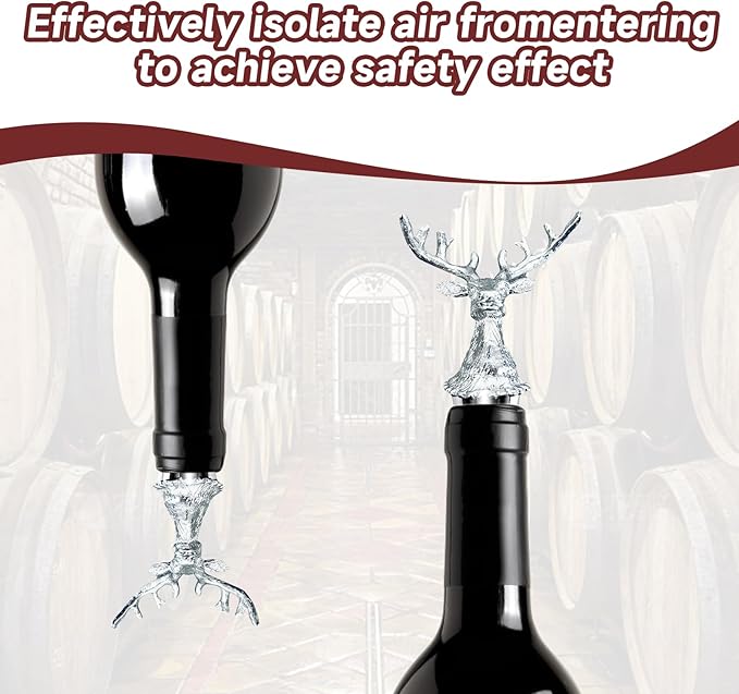 Deer Head Wine Stopper - Unique Rustic Decor Bar Accessory for Wine Preservation, Ideal Wine Lover Gift
