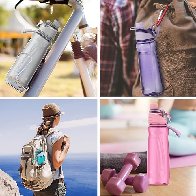 FEIJIAN Mist Water Bottle,32oz Sports Water Bottle with 2-IN-1 Mist & Sip Function, BPA-Free Plastic Water Bottles, Misting Water Bottle, Leakproof & Lightweight, Ideal for Fitness and Outdoor, Blue