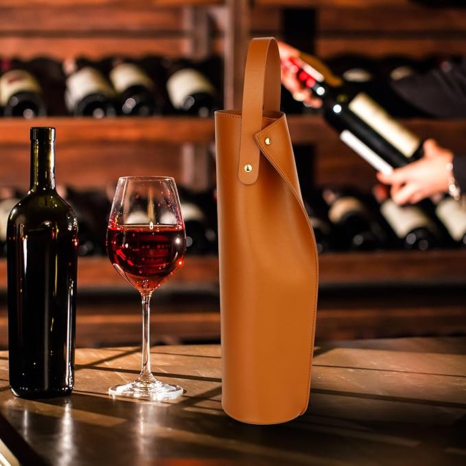 Wine Gift Bag, Reusable PVC Leather Wine Tote Carrier, Double Layered bag, Birthday Bridal Showers Holiday Gifts