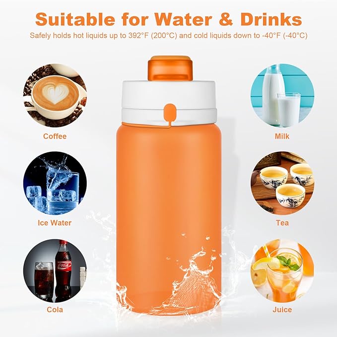 Collapsible Water Bottle, Foldable Water Bottle BPA Free Reusable Lightweight Leak-Proof Travel Silicone Water Bottle for Travel, Gym, Hiking, Office, Camping