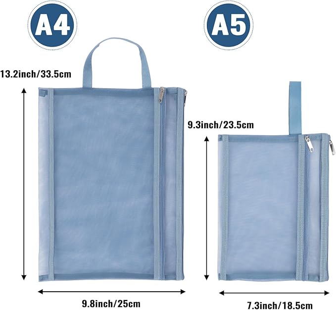 EOOUT 10 Pack Colored Mesh Zipper Pouch Bags, A5 Double-Layer Nylon Puzzle Organizers and Storage Building Block Board Game Storage Breathable Clear Zipper Bags for Office Home Games