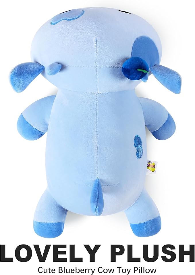 Onsoyours Cute Cow Plushie, Soft Stuffed Blueberry Cow Squishy Plush Animal Toy Pillow for Kids (Blueberry Cow, 9")