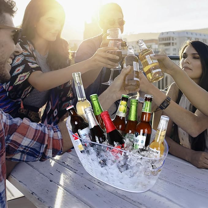 Ice Bucket 3 Pcs Beverage Tubs Ice Buckets for Parties Clear Acrylic Champagne Bucket with Scoops Mimosa Bar Supplies Wave Ice Bucket for Wine Cocktail Beer Bottle（6.5L）