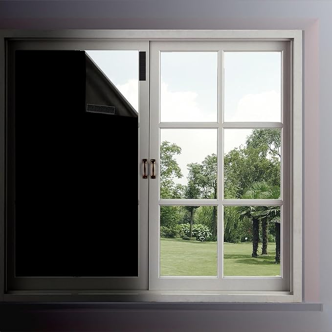 Portable 100% Blackout Shades - Easy Install, No Drill Curtains for Bedroom, Nursery, and Travel (Black, 59" x 79")
