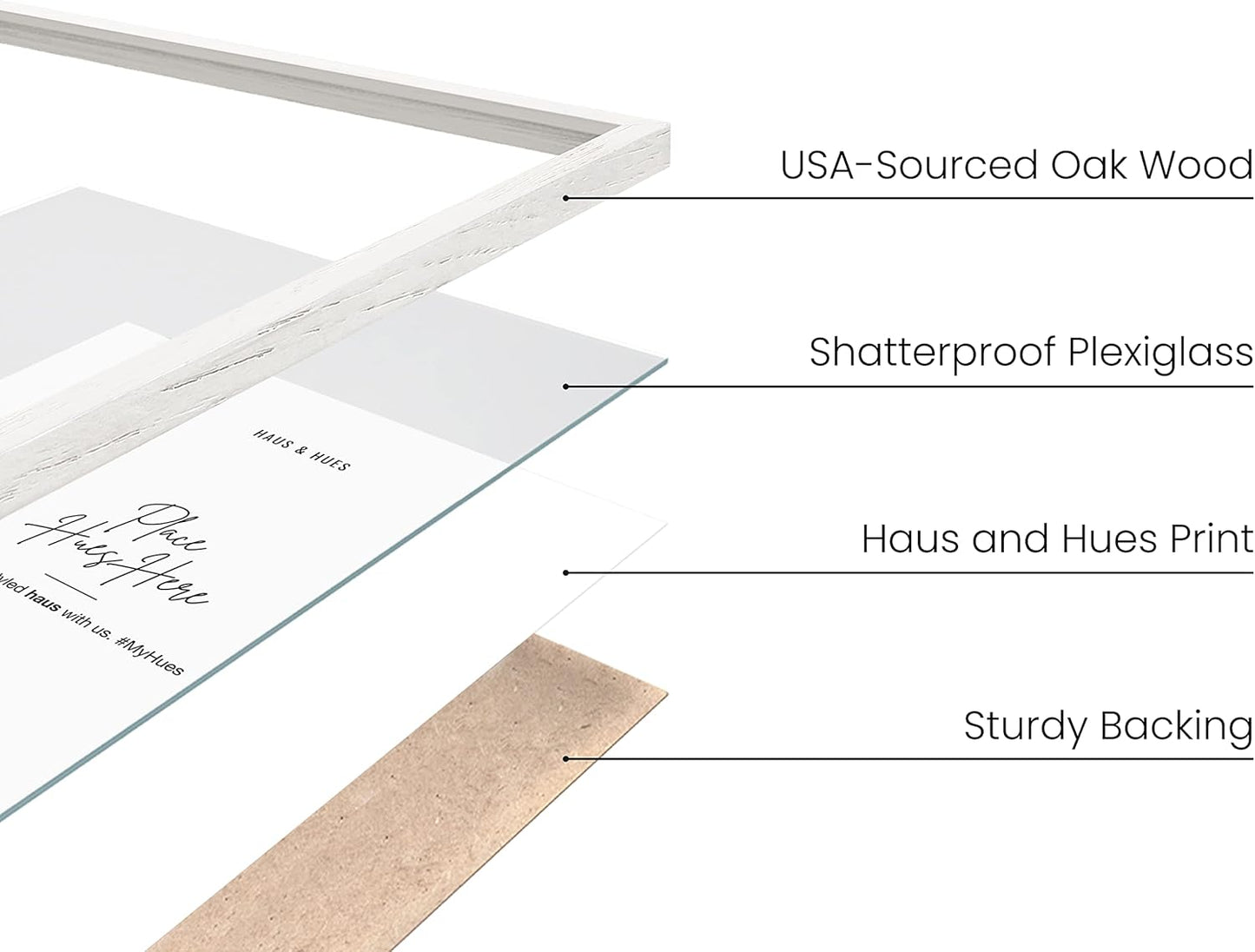 HAUS AND HUES 12x16 White Picture Frames - 12x16 Picture Frame White Photo Frame 12x16, Wood Picture Frames 12x16 Wood, White Frames, 12x16 Frame White Photo Frame 12 x 16 (White Oak Frame)