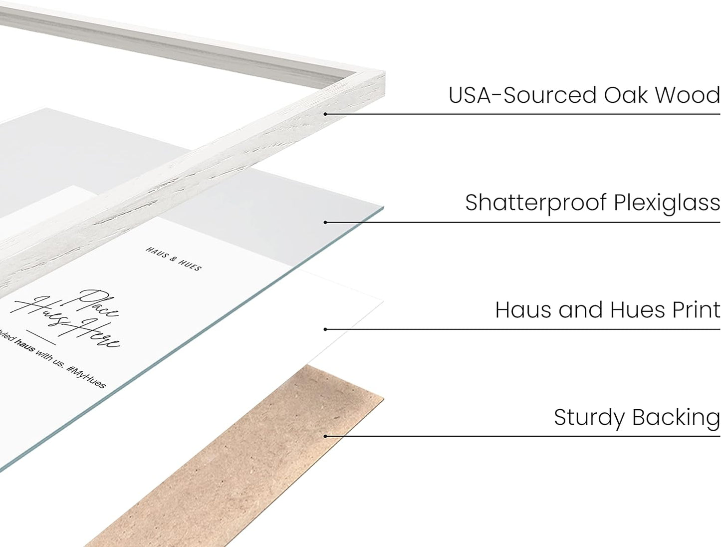 HAUS AND HUES 4x6 Picture Frame Set of 6 - White Gallery Wall Frames, 4x6 Frames for Pictures, 4x6 Picture Frame Bulk, Wooden Picture Frames 4x6 Small Frames, 4x6 Frames Bulk (White Oak Frames)