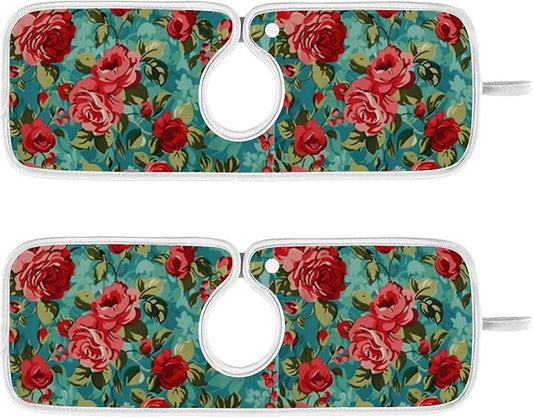 Kitchen Faucet Absorbent Mat, Rose Water Splash Guard for Sink, Faucet Drip Catcher Thicken Sponge Microfiber Faucet Water Catcher Mat Sink Absorbent Mat for Kitchen 30x5in 2Pack