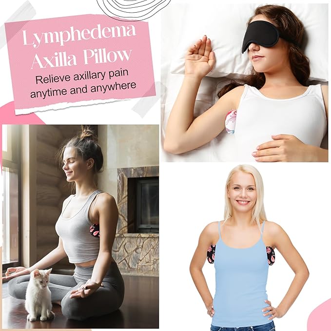 Juexica 4 Pcs Lymphedema Axilla Pillow Mastectomy Pillow Cotton Post Breast Surgery Pillow Mastectomy Recovery Breast Pillow for Sleeping Mastectomy Underarm Pillow Armpit Pain Relief (Pink Ribbon)